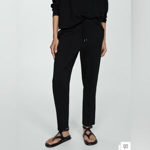Mango Black Jogger Pants With Seam Detail